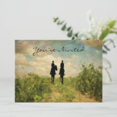 Schöne Pferdereiten Hochzeit Einladung (Stehend Vorderseite)