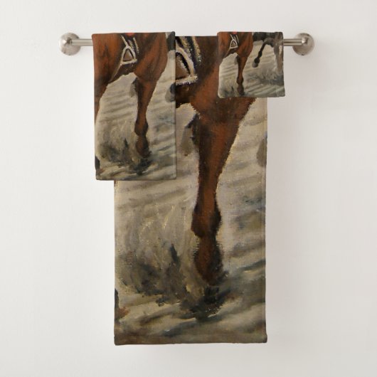 Schöne Pferdeschlittenbesitzer im klassischen Renn Badhandtuch Set (Insitu)