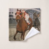 Schöne Pferdeschlittenbesitzer im klassischen Renn Badhandtuch Set (Waschlappen)