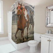 Schöne Pferdeschlittenbesitzer im klassischen Renn Duschvorhang (Beispiel)