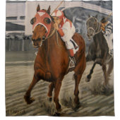 Schöne Pferdeschlittenbesitzer im klassischen Renn Duschvorhang (Vorderseite)