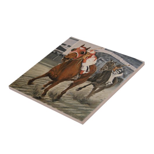 Schöne Pferdeschlittenbesitzer im klassischen Renn Fliese (Seite)