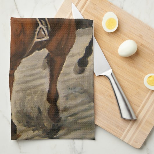 Schöne Pferdeschlittenbesitzer im klassischen Renn Handtuch (Viertel Falte)