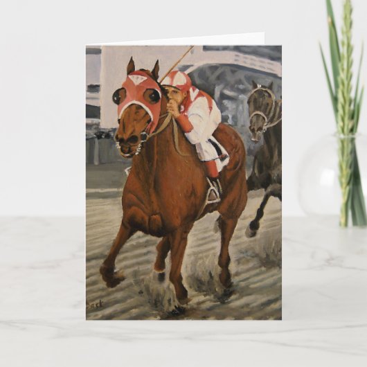 Schöne Pferdeschlittenbesitzer im klassischen Renn Karte (Vorderseite)