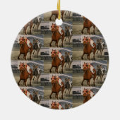 Schöne Pferdeschlittenbesitzer im klassischen Renn Keramik Ornament (Hinten)