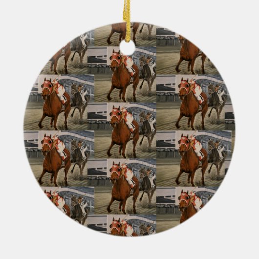 Schöne Pferdeschlittenbesitzer im klassischen Renn Keramik Ornament (Hinten)