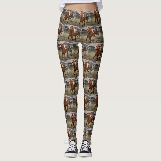 Schöne Pferdeschlittenbesitzer im klassischen Renn Leggings (Vorderseite)