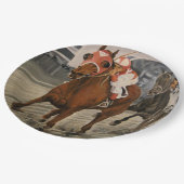 Schöne Pferdeschlittenbesitzer im klassischen Renn Pappteller (Schrägansicht)