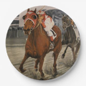 Schöne Pferdeschlittenbesitzer im klassischen Renn Pappteller (Vorderseite)