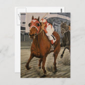 Schöne Pferdeschlittenbesitzer im klassischen Renn Postkarte (Vorne/Hinten)