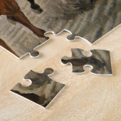 Schöne Pferdeschlittenbesitzer im klassischen Renn Puzzle (Seite)