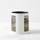 Schöne Pferdeschlittenbesitzer im klassischen Renn Tasse (Zentrum)