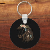 Schöne Pferdeschlittenkunst für Tierfreunde Schlüsselanhänger (Rückseite)