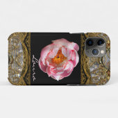 Schöne Pfingstrose Monogramm Chic Case-Mate iPhone Hülle (Rückseite (Horizontal))