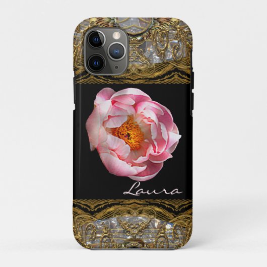 Schöne Pfingstrose Monogramm Chic Case-Mate iPhone Hülle (Rückseite)