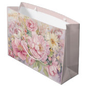 Schöne Pfingstrosen große Geschentktasche Geschenktüte (Rückseite Schrägansicht)