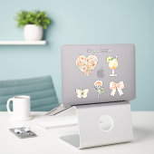Schöne Pfirsich-Blumenherz-Hochzeit Aufkleber (Laptop auf Schreibtisch)