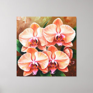 Schöne Pfirsich-Orchideen Leinwanddruck