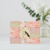 Schöne Pfirsich-Patchwork Postkarte (Stehend Vorderseite)