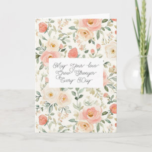 Schöne Pfirsich-Rosa-Blumen-Hochzeitspaar Karte