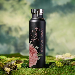 Schöne Pfirsich-Rosen-Blumen-Jungfernhochzeitsfeie Trinkflasche