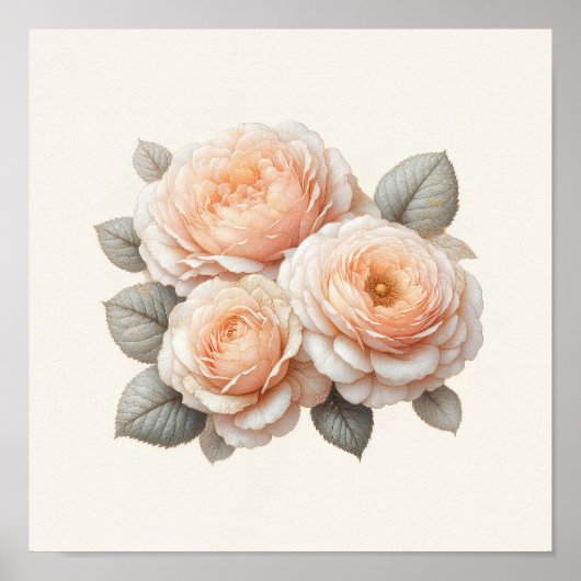 Schöne Pfirsich-Rosen-Kunst Poster (Vorne)