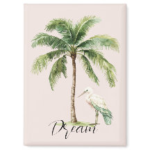 Schöne Pfirsich-Tropische-Palme-Baum-Vogel