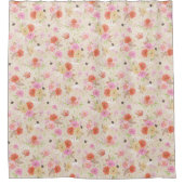Schöne Pfirsich und rosa Blüte Duschvorhang (Vorderseite)