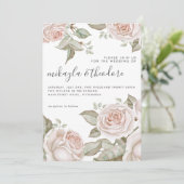 Schöne Pfirsichblüte Rose Einladung (Stehend Vorderseite)