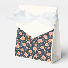 Schöne Pfirsichblüten auf Marineblau Geschenkschachtel