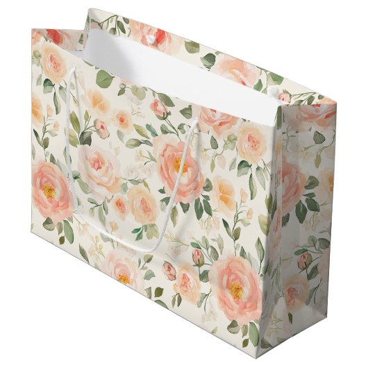 Schöne Pfirsichblüten-Brautabschiedsparty Große Geschenktüte (Vorderseite Schrägansicht)