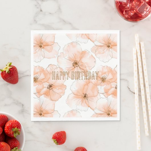 Schöne Pfirsichblüten Geburtstag Serviette (Beispiel)