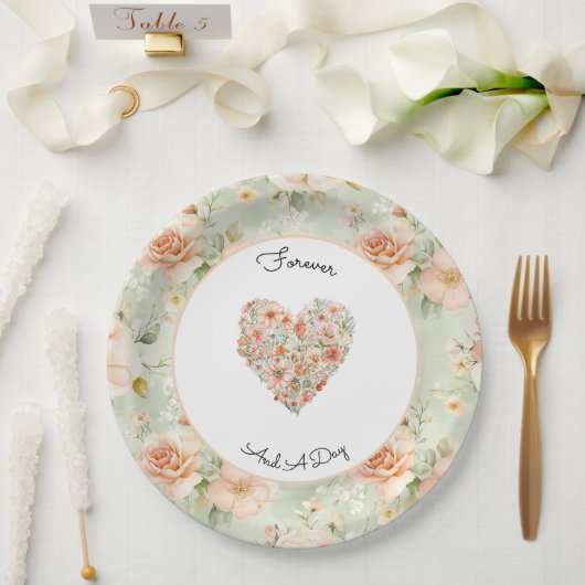 Schöne Pfirsichblüten Hochzeit Pappteller (Hochzeit)