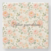 Schöne Pfirsichblüten Steinuntersetzer (Vorderseite)