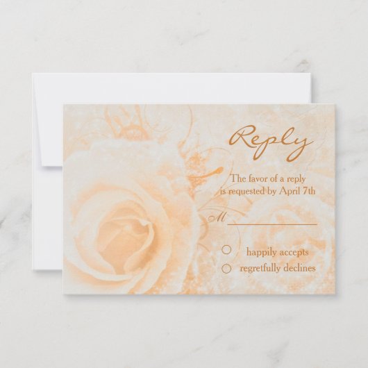 Schöne pfirsichcreme Rose Hochzeit RSVP Karte (Vorderseite)
