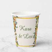 Schöne Pfirsiche und Folios farbig Pappbecher (Vorderseite)