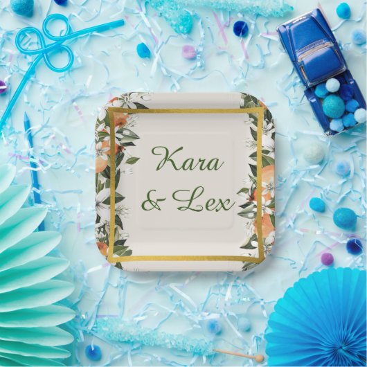 Schöne Pfirsiche und Folios farbig Pappteller (Party)