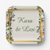 Schöne Pfirsiche und Folios farbig Pappteller (Vorderseite)