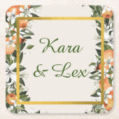 Schöne Pfirsiche und Folios farbig Rechteckiger Pappuntersetzer (Vorderseite)