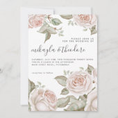 Schöne Pfirsichfarben Rose Hochzeit Einladung (Vorderseite)