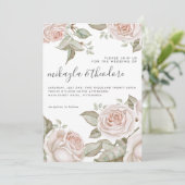 Schöne Pfirsichfarben Rose Hochzeit Einladung (Stehend Vorderseite)