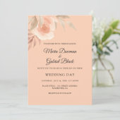 Schöne pfirsichfarbene Rose. Hochzeit der Blumen Einladung (Stehend Vorderseite)