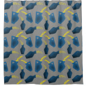 Schöne Pflanze in Pots Blau, Grau und Gelb Duschvorhang (Vorderseite)