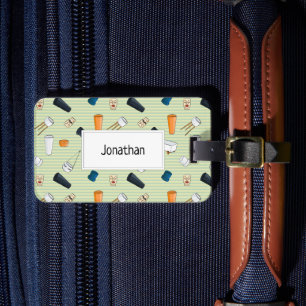 Schöne Pflanze mit grünem gestreiftem Hintergrund Gepäckanhänger