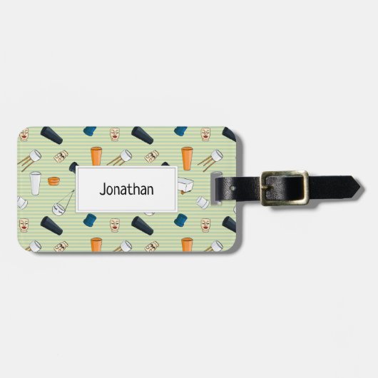 Schöne Pflanze mit grünem gestreiftem Hintergrund Gepäckanhänger (Vorderseite horizontal)