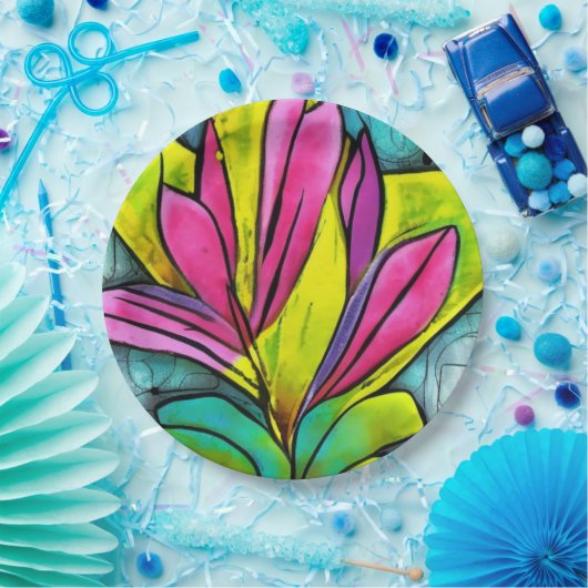 Schöne Pflanze Pappteller (Party)