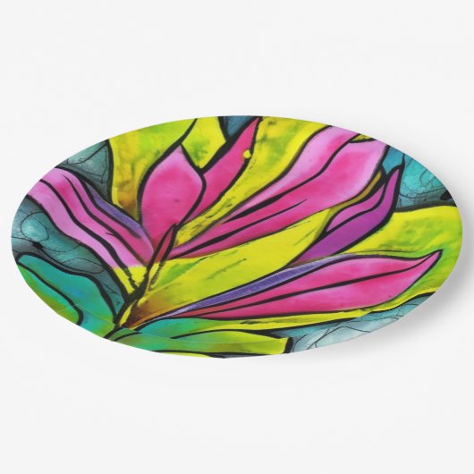 Schöne Pflanze Pappteller (Schrägansicht)