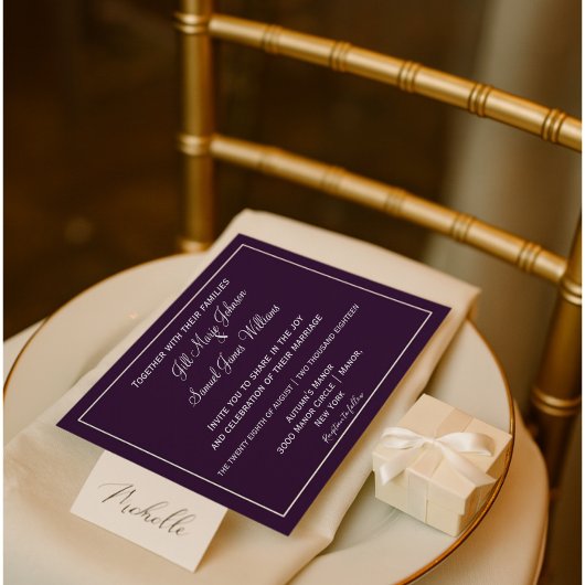 Schöne Pflaume und graue Hochzeit Einladung