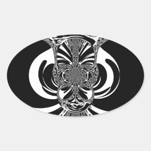 Schöne phantastische afrikanische Schwarzweißkunst Ovaler Aufkleber