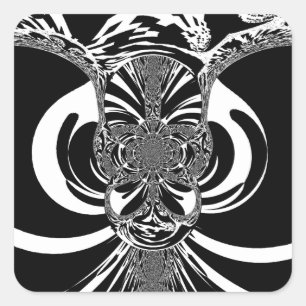 Schöne phantastische afrikanische Schwarzweißkunst Quadratischer Aufkleber